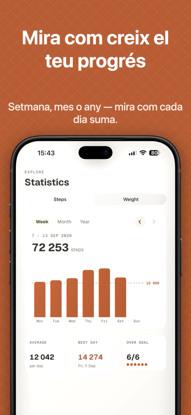 Stepyfocus step statistics by week, month and year